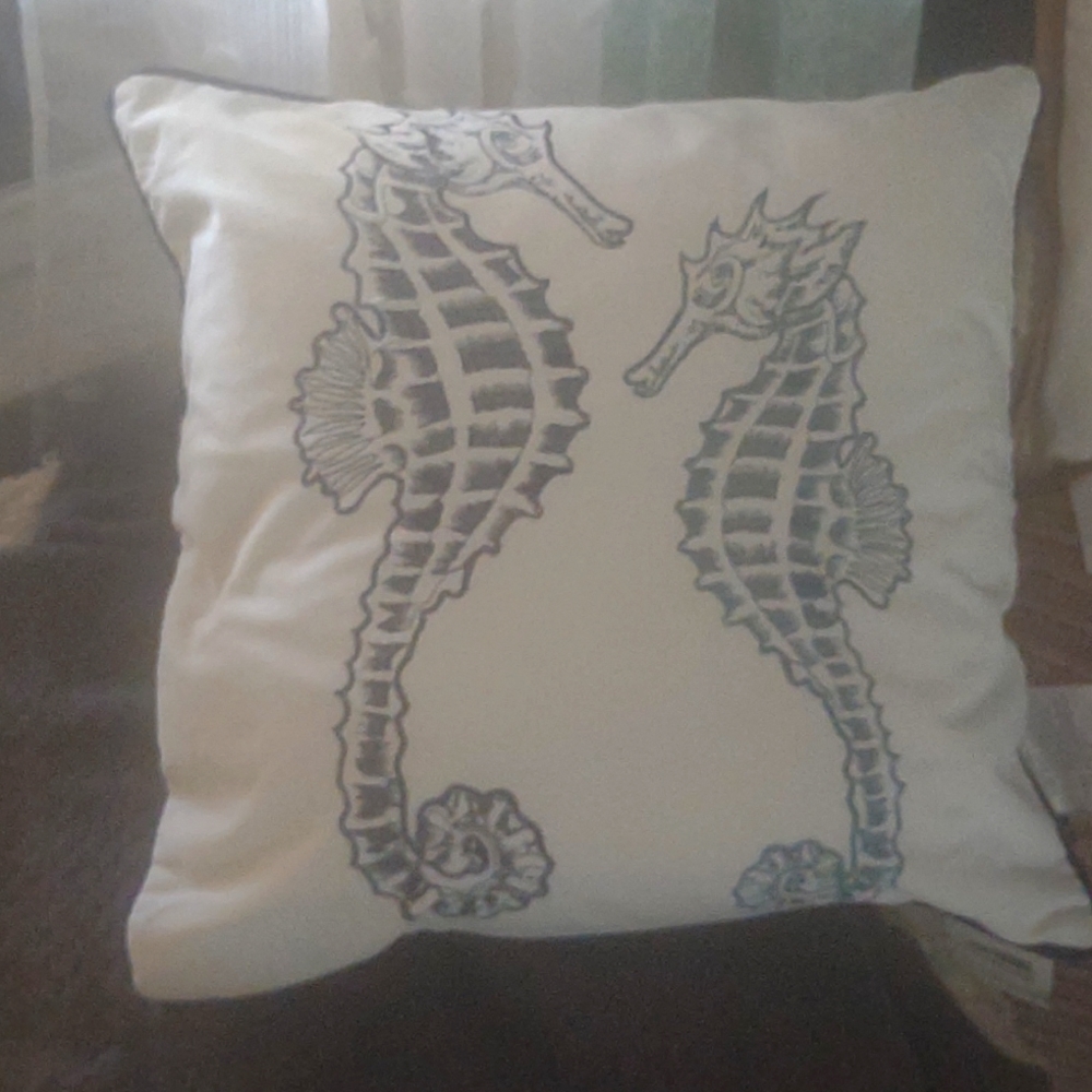 #44. Seahorse throw pillow NWT